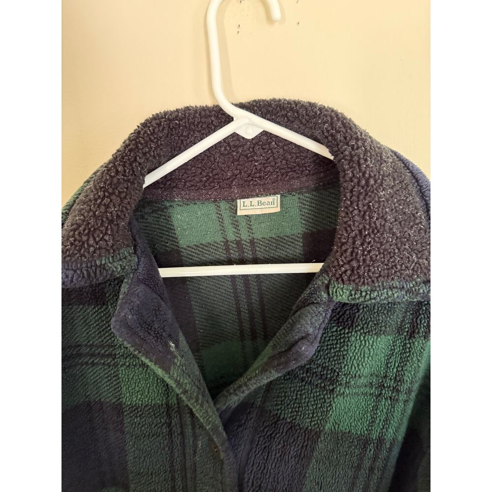 L.L. Bean Men’s Green/Navy Plaid Shacket Button-Down Chore Fleece Outdoors- L - Picture 3 of 9